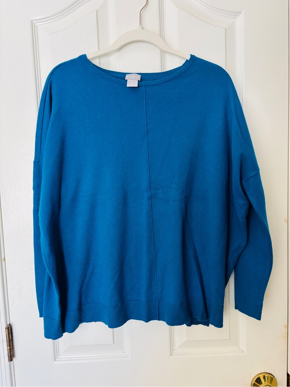 Chico's Teal Scoop Neck Lightweight Sweater ~ Chico’s Size 2/Women’s 12 - Picture 1 of 11